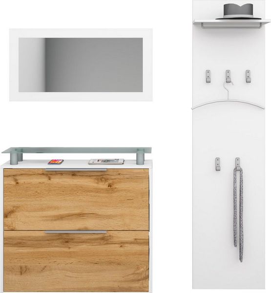 borchardt Möbel Garderoben-Set Rena 2, (3-tlg), mit Glasablage