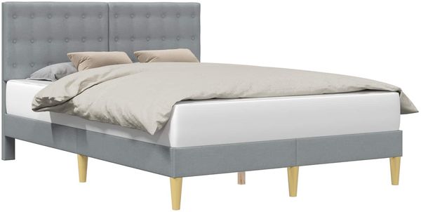 vidaXL Bettrahmen mit Kopfteil Hellgrau 140 x 190 cm Stoff 42027791 Bild 2