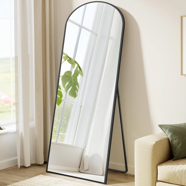 SONGMICS Ganzkörperspiegel, Aluminiumlegierung / Hartglas tintenschwarz, 165x60 cm
