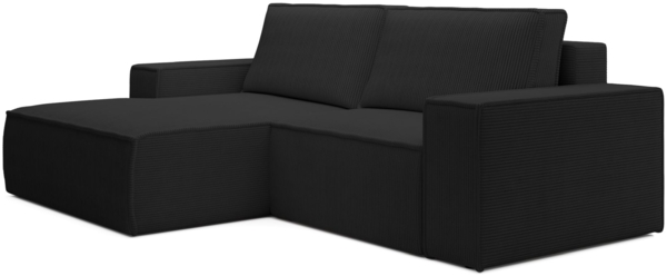 Selsey 'Farese Mini' Ecksofa mit Cordbezug, Schlaffunktion und Stauraum, Schwarz, links