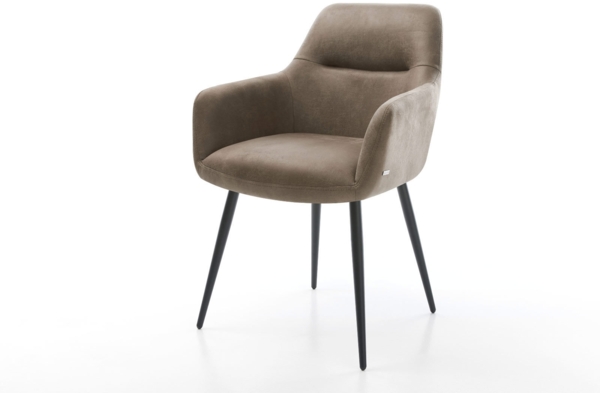 Esszimmerstuhl Pejo-Flex Mikrofaser Taupe Vintage 4-Fuß konisch Schwarz Taschenfederkern