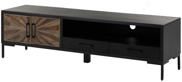 TV-Board Sheesham 178x45x50 schwarz lackiert SUN #106