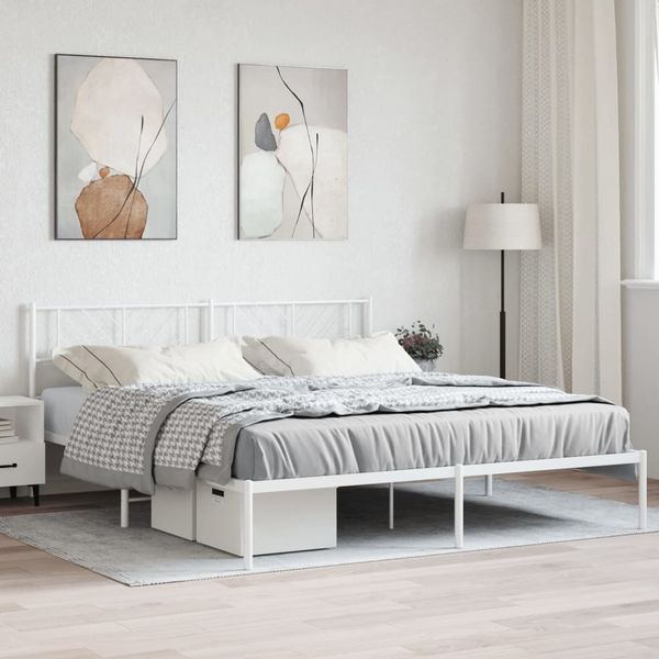 vidaXL Bettgestell mit Kopfteil, Metall, Weiß, 193x203 cm