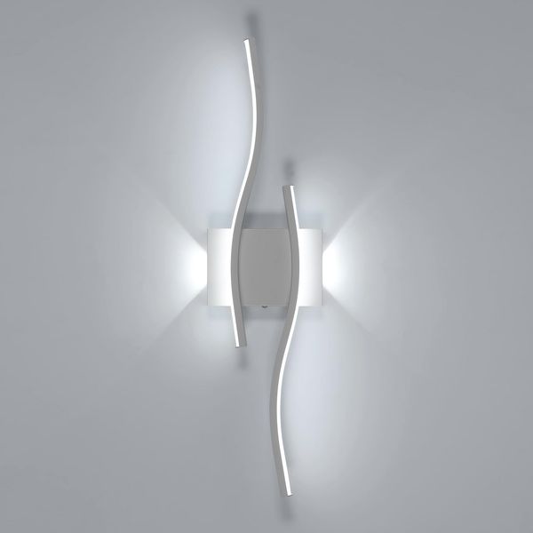 Goeco LED Wandleuchte Innen, 20W 59 cm Lange Wandlampe mit 2 Fimmige aus Acryl 6500K Kaltweißes Licht, Modern Gebogenen LED Wandbeleuchtung für Flur Wohnzimmer Schlafzimmer, Weiß