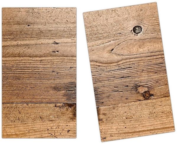 Primedeco Herd-Abdeckplatte Herdabdeckplatte Spritzschutz aus Glas Holz Panel, Glas, (2 tlg)