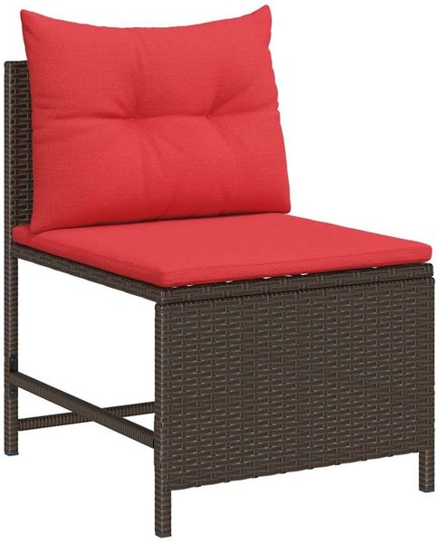 vidaXL Gartensofa-set mit Kissen 6 pcs Braun und Rot Poly-Rattan 4104707 Bild 5