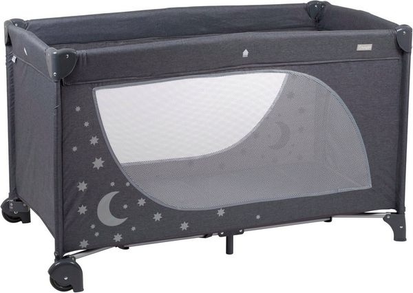 babyGO Reise- und Spielbett Sleeper Mond und Sterne - Grey melange