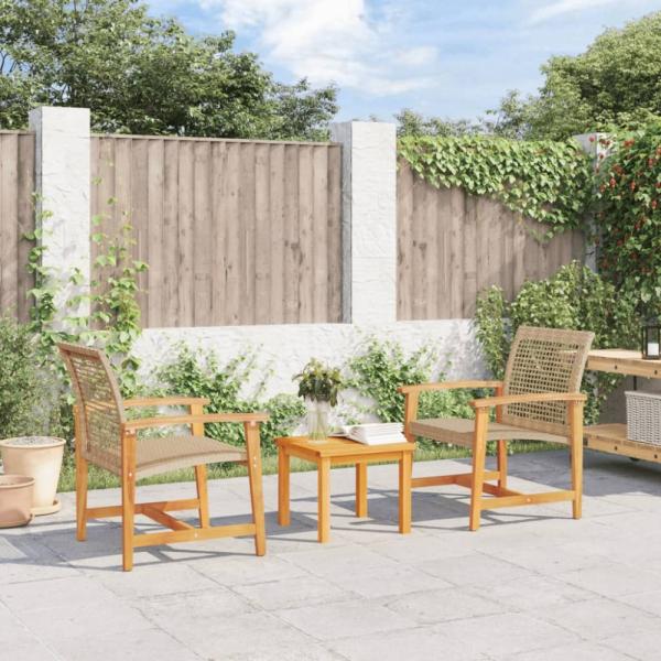 vidaXL Gartenstühle 2 Stk. Beige Poly Rattan und Akazienholz 367597