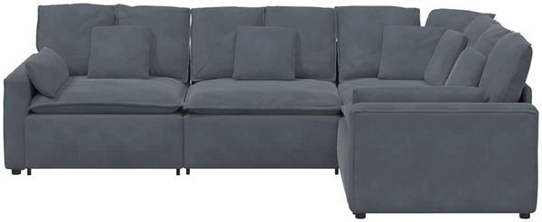 vidaXL Modulares Sofa mit Kissen Samt Dunkelgrau 3321160 Bild 6