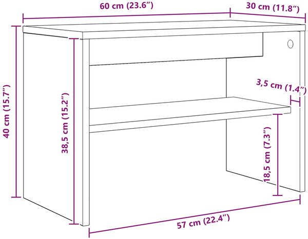 vidaXL TV-Schränk Schwarz Eichen-Optik 60 x 30 x 40 cm Holzwerkstoff 8000317 Bild 10