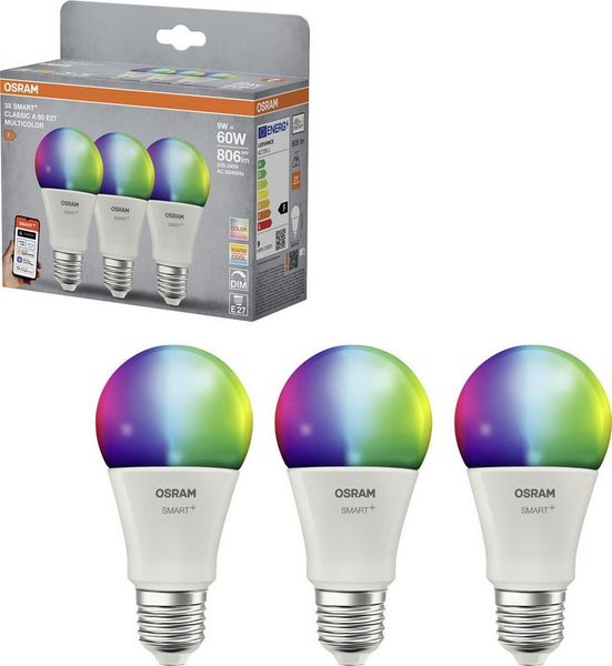 Osram LED-Leuchtmittel Osram SMART+ Matter Leuchtmittel E27 3er Pack, Dimmbar