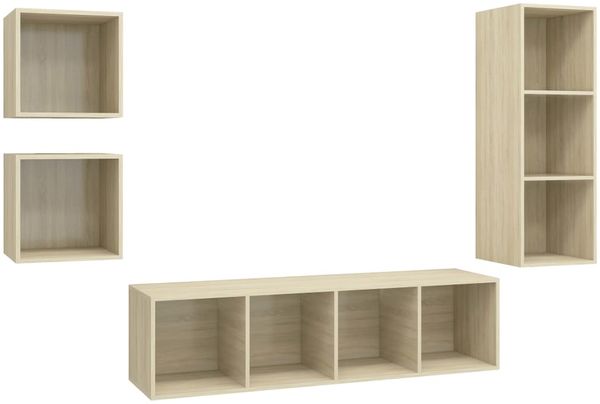 vidaXL 4-tlg. TV-Schrank-Set Sonoma-Eiche Spanplatte [3079775] Bild 2