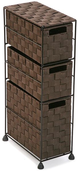 Versa Mannheim Möbel für das Bad, Schubladeneinheit mit 3 Schubladen zum Organisieren, Moderne und unterhaltsame Aufbewahrung, Maßnahmen (H x L x B) 57 x 28 x 15,5 cm, Nylon, Farbe: Braun