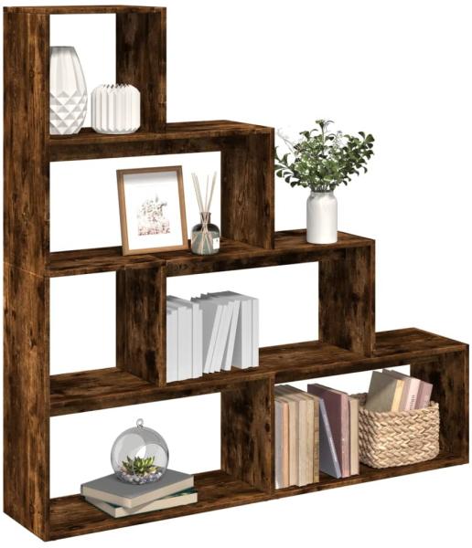 vidaXL Raumteiler-Bücherregal 4 Stufen Räuchereiche 143,5 x 29 x 143,5 cm 857998