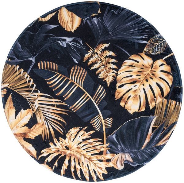 Sanilo Badematte Golden Leaves, rutschhemmend beschichtet, waschbar, schnelltrocknend, Polyester, rund, sehr weich, hochwertig & modern, Durchmesser 80 cm