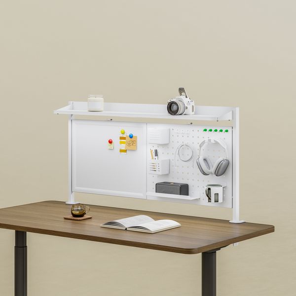 Schreibtisch-Organizer Virvik zum Anklemmen 117x73 cm Stahl Weiß [en. casa]