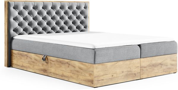 AX LIVING Boxspringbett 180x200 mit Bettkasten Clavio in Stahlgrau Bild 2