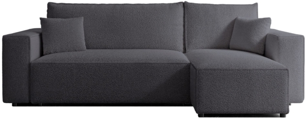 Selsey 'Scarlo' Ecksofa mit Schlaffunktion, Stauraum und Bouclé-Bezug, dunkelgrau, 83 x 244 x 145 cm