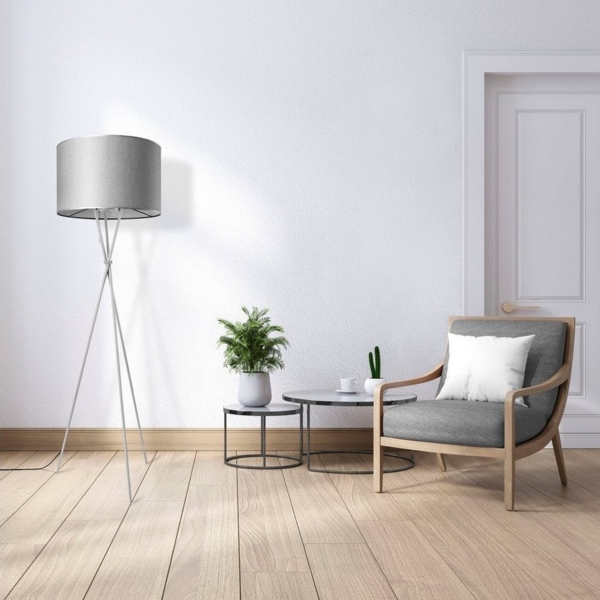 Paco Home Stehlampe KATE CANVAS UNI COLOR, ohne Leuchtmittel, Wohnzimmer Dreibein Stoffschirmlampe Standleuchte Textil Schirm E27 Bild 2