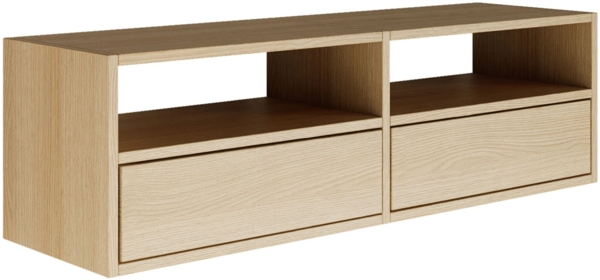 Selsey 'Framme' hängendes TV-Board mit zwei Klappen und offenen Ablagen, Holzoptik Eiche, 100 cm