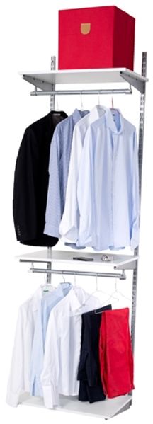 STAXX-System - modernes Wandregal - Starter-Set für Ankleide, Garderobe, Kleiderschrank, weiß/silber
