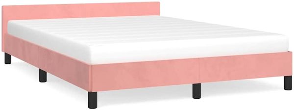 Doppelbett, Bettgestell Modernen mit Kopfteil ohne Matratze Rosa 140x190 cm Samt d949e