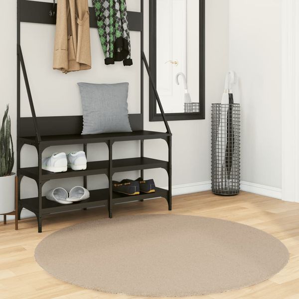 vidaXL Teppich HUARTE Kurzflor Weich und Waschbar Sandfarben Ø 120 cm 375067