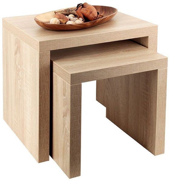 Levandeo® Couchtisch, 2 Satztisch Sonoma Eiche Deutsche Herstellung Couchtisch fest
