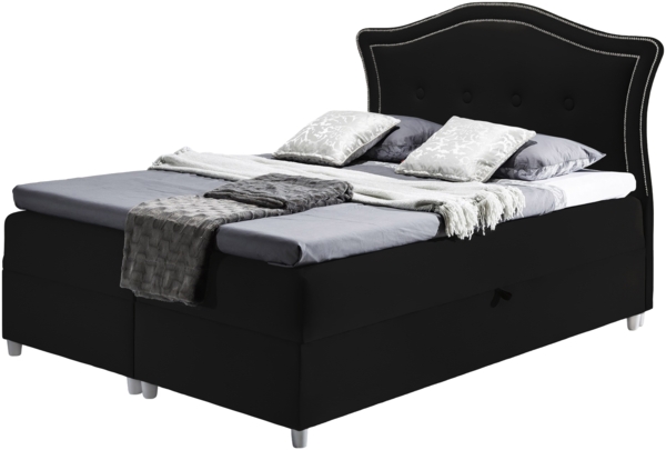 99rooms Lulu Boxspringbett 120x200 cm Kunstleder MADRYT Schwarz Bild 2