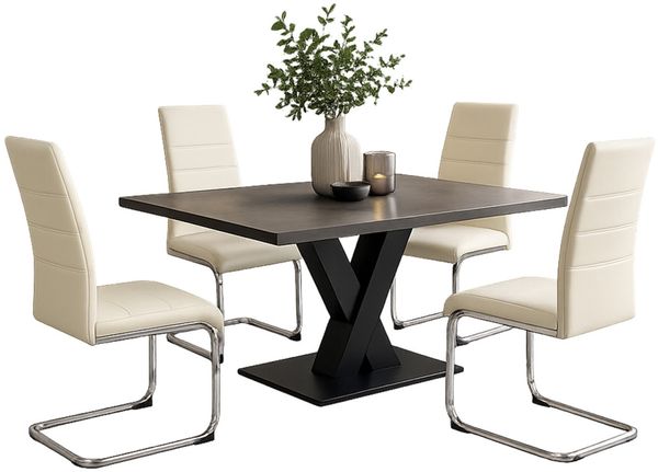 HTI-Living Freischwinger Schwingstuhl SallyC PU Beige (Set, 4 St), Freischwinger Esszimmerstuhl Kunstleder