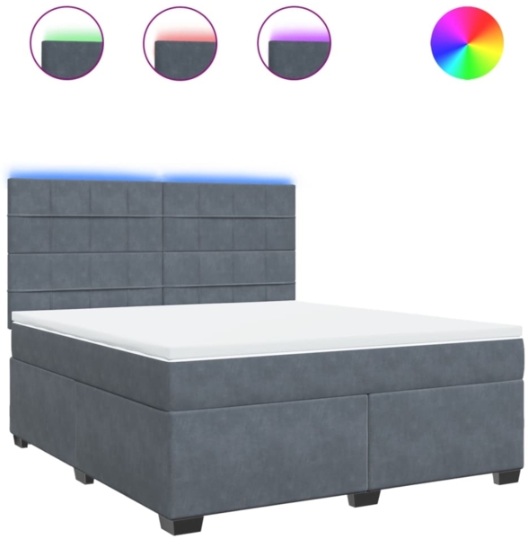 vidaXL Boxspringbett mit Matratze Dunkelgrau 180x200 cm Samt 3293279