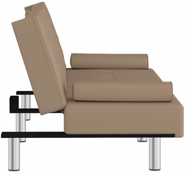 vidaXL Schlafsofa mit Getränkehaltern Cappuccino Kunstleder 351929 Bild 7