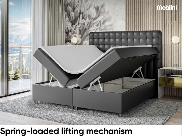 MEBLINI Boxspringbett ASTON 120x200 cm mit Bettkasten - H4/Schwarz Kunstleder Polsterbett - Doppelbett mit Topper & Taschenfederkern-Matratze Bild 3