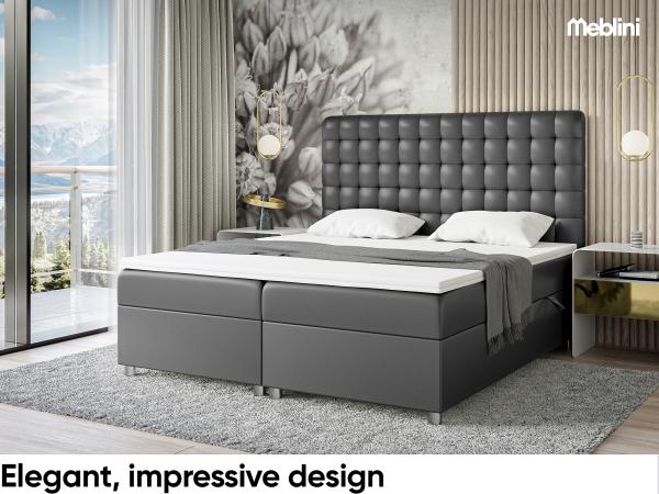 MEBLINI Boxspringbett ASTON 120x200 cm mit Bettkasten - H4/Schwarz Kunstleder Polsterbett - Doppelbett mit Topper & Taschenfederkern-Matratze Bild 2