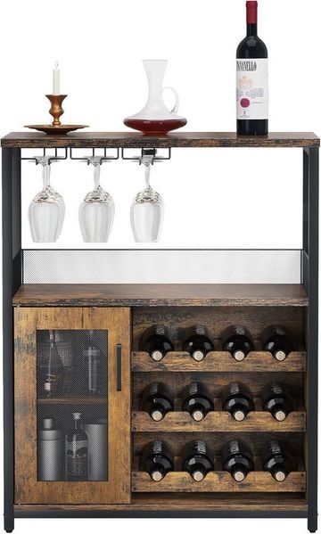 GarveeMore Weinschrank Weinregal Weinständer Barschrank mit Glashalter 69x35x92cm