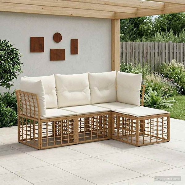 vidaXL Outdoor-Sofagarnitur Natur Polyester 3437456