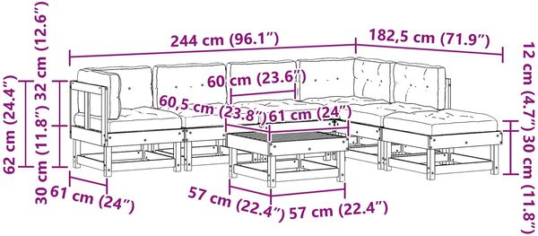 vidaXL Garten-Lounge-Set 7 pcs Wachsbraun Massives Kiefernholz 3418071 Bild 9