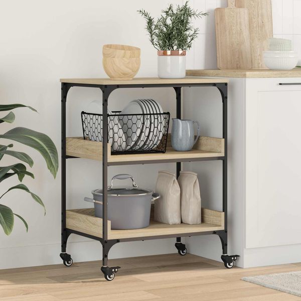 vidaXL Küchentrolley Sonoma-Eiche 60 x 41 x 80,5 cm Holzwerkstoff 883026