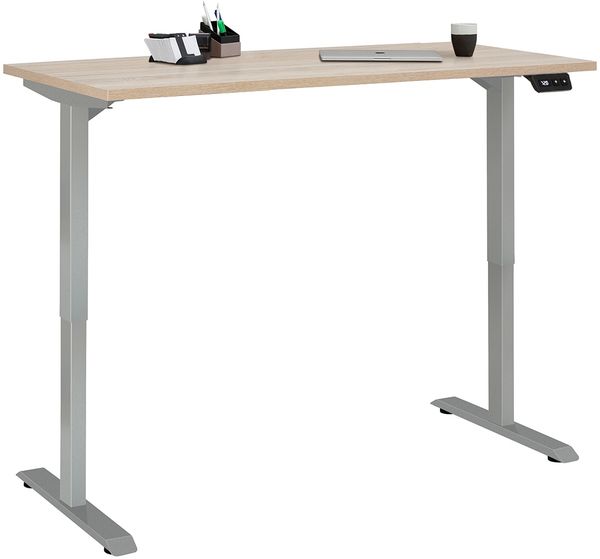 Schreibtisch >e-desk< in Eiche/alu- 160x72x80 (B/H/T) elektrisch verstellbar