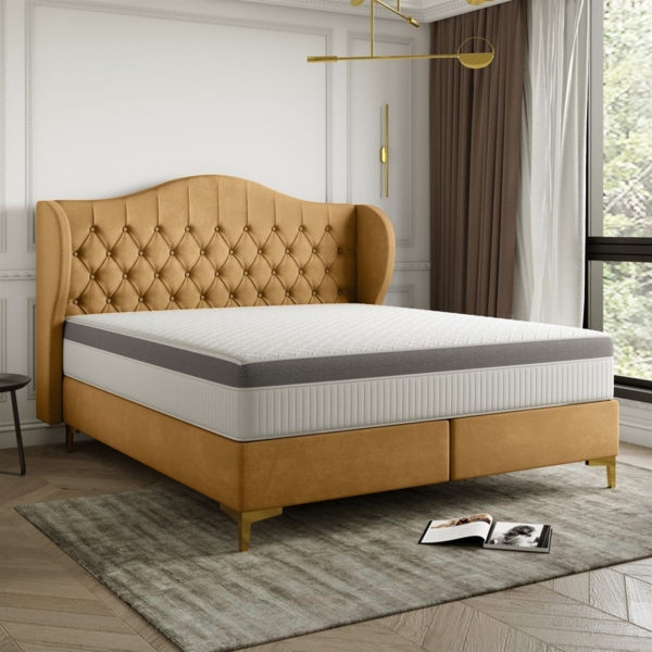 Polsterbett Doppelbett PELAGIO Stoff Whisper Amber 160x200cm inkl. Matratze