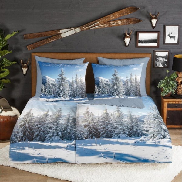 TRAUMSCHLAF Bettwäsche Winterlandschaft, Flanell, 2 teilig, besonders weich und warm