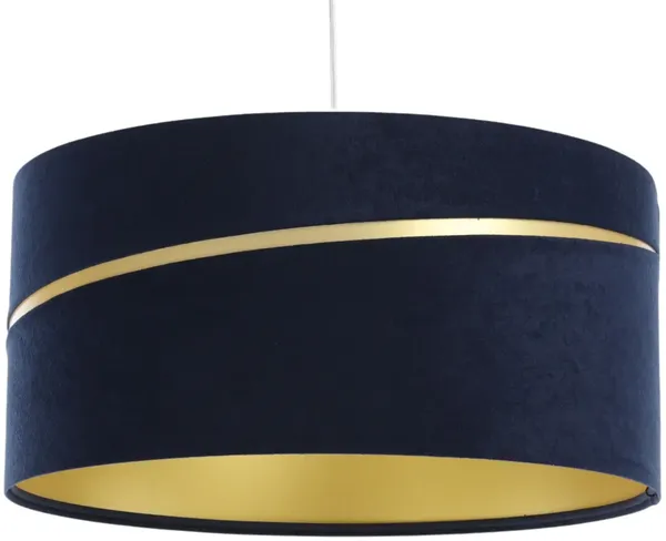 BPS Koncept 01A-044-40 Hängeleuchte SWING Velourss auf PVC-Basis dunkelblau, gold 1xE27 60W H:102 Ø40cm dimmbar