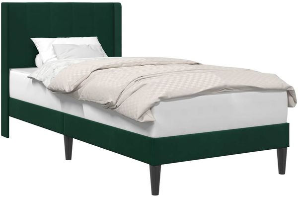 vidaXL Bettrahmen mit Kopfteil Dunkelgrün 90 x 190 cm Samt 42027475 Bild 2