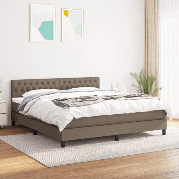 vidaXL Boxspringbett mit Matratze Taupe 180x200 cm Stoff 3140317