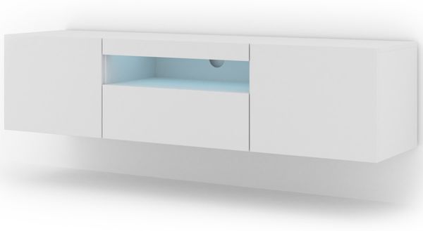 TV-Schrank AURA 150 cm weiß matt + LED