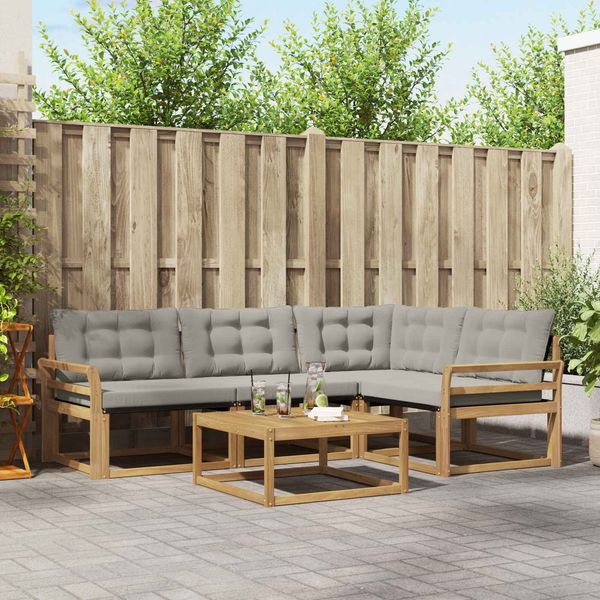 vidaXL Outdoor-Sofagarnitur 5 pcs Weiß und Hellgrau 79 x 79 x 37 cm 3388661