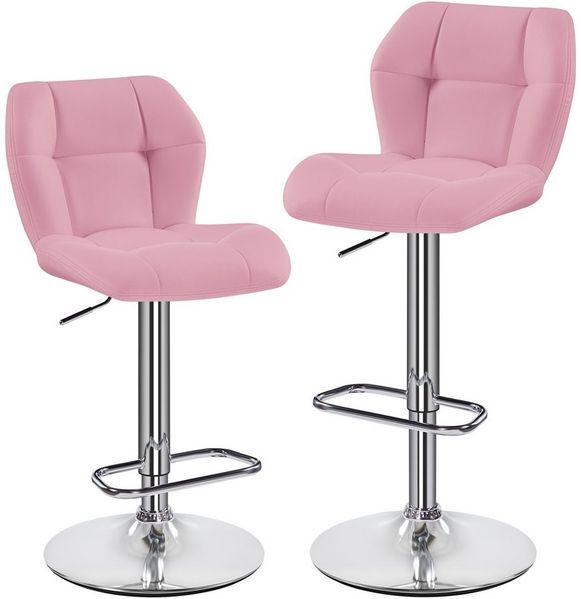 Yaheetech 2er-Set Barhocker mit Fußstütze, Drehbar & Höhenverstellbar, Pink