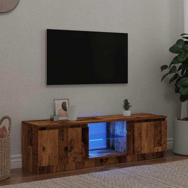 vidaXL TV-Schrank mit LED-Leuchten Altholz-Optik 140x40x35,5 cm 856349