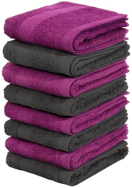 OTTO home Gästehandtücher Vanessa, 8 Gästehandtücher, 30x50cm, in Standard- und Premium-Qualität, Walkfrottee (Set, 8-St), Handtücher mit Bordüre, 100% Baumwolle, einfarbig, weich
