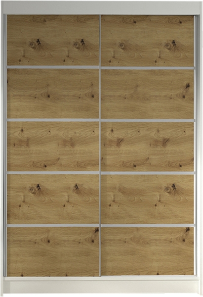 Kleiderschrank Lino IV, ohne Beleuchtung, Farbe: Weiß / Artisan Eiche